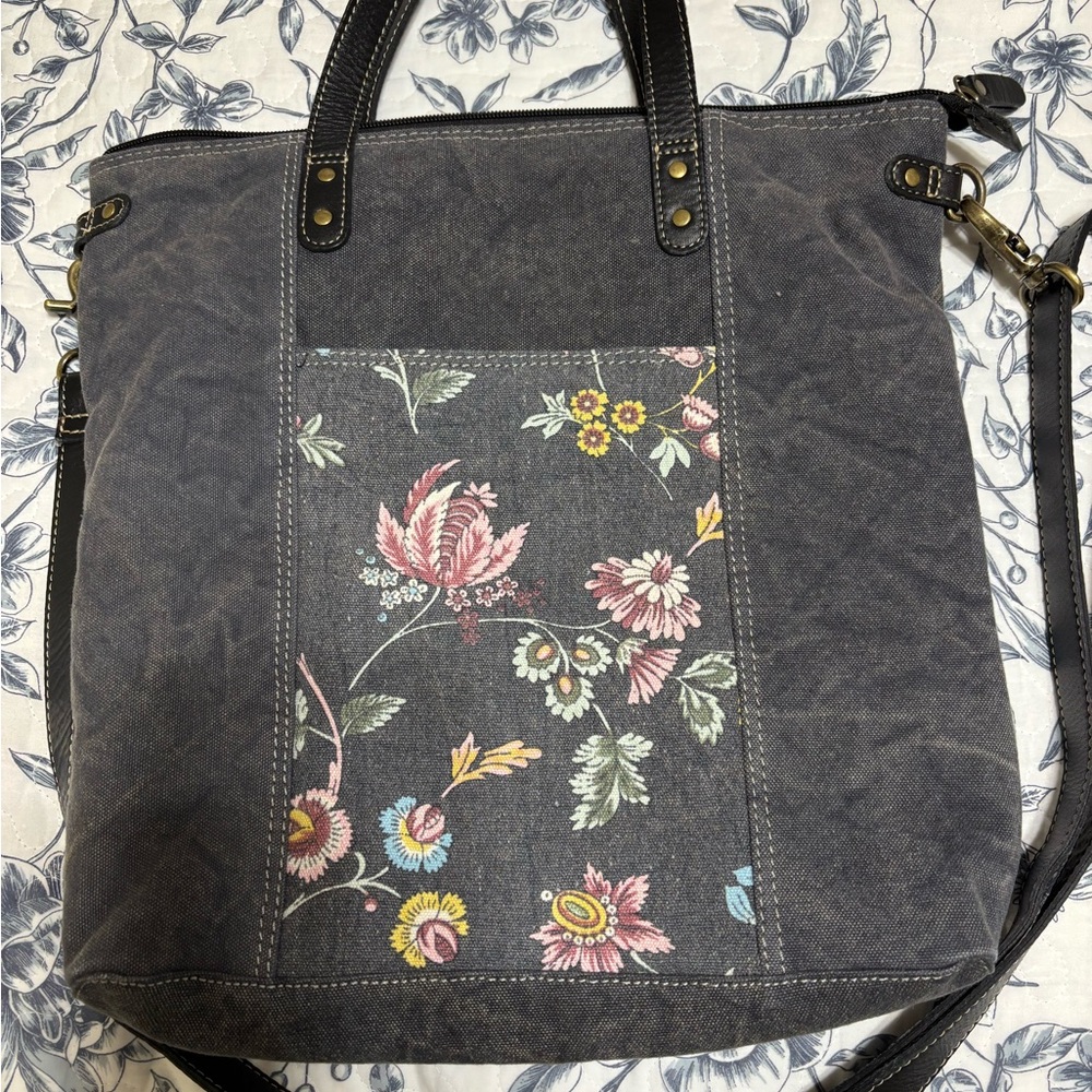 Myra Bag Floral Canvas Tote - Black and Multicolor